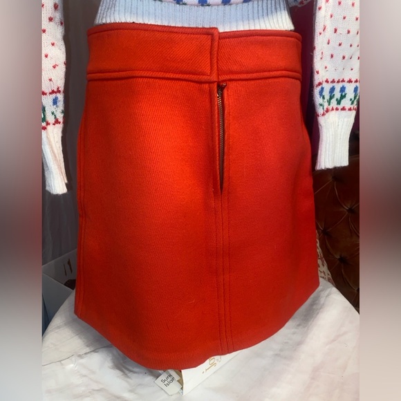 Marc Jacobs, Red, Wool Skirt with Leather Detail, Size 6 - Picture 3 of 8